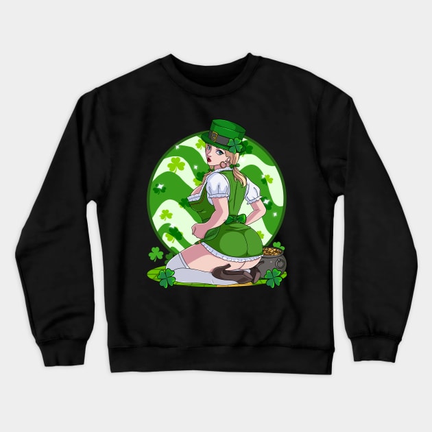 Sexy Leprechaun Pigtails St Patricks Day Irish Lass Pride Crewneck Sweatshirt by Noseking